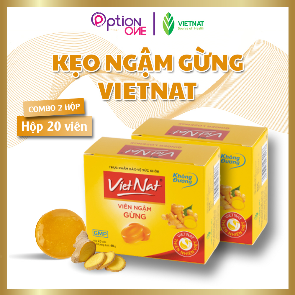 [COMBO 2 HỘP] Kẹo ngậm gừng Vietnat không đường hỗ trợ tiêu hóa giảm cảm cúm - 20 viên/ hộp