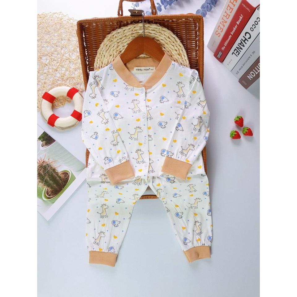 Bộ dài tay thun lạnh Nút Cài Giữa hươu cao cỏ Minky Mom cho bé trai bé gái từ 7-19kg