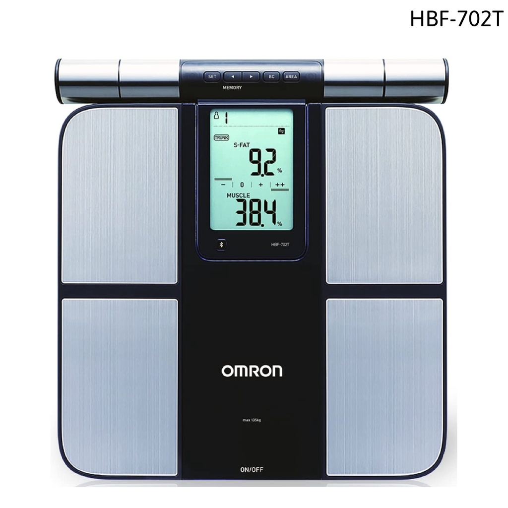 Cân đo chỉ số cơ thể HBF-702T - Omron Nhật Bản theo 7 chỉ số cơ thể, mức cân 135kg