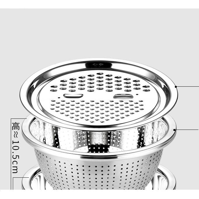 Bộ Rổ Nạo Inox Nạo Rau Củ Đa Năng 3 Chi Tiết