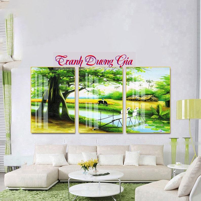 Tranh tráng gương 3D treo phòng khách mẫu đồng quê, nhẹ - bền - đẹp