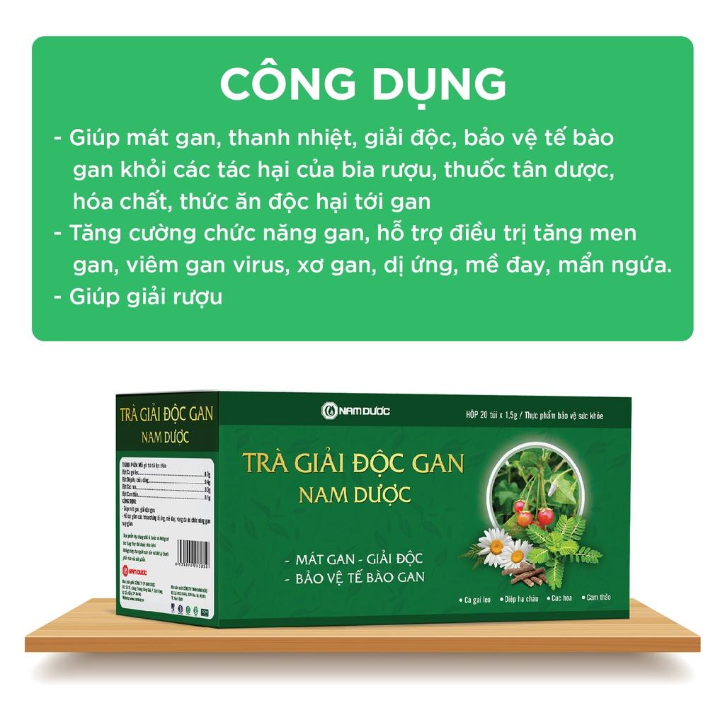 Trà giải độc gan Nam Dược (hộp 20 gói x1,5g) thanh nhiệt,giải độc,bảo vệ và tăng cường chức năng gan