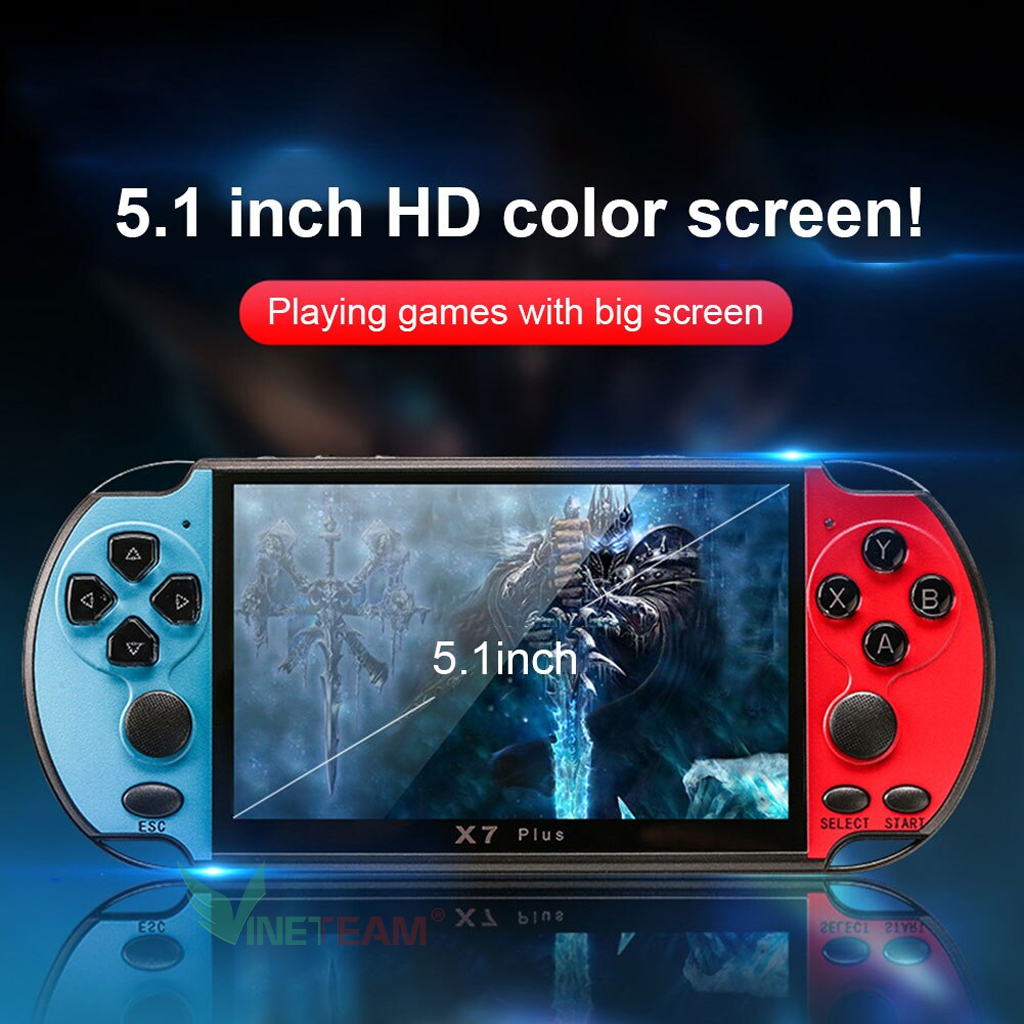 Máy Chơi Game Cầm Tay Vinetteam X7/X7 Plus Nghe Nhạc Xem Phim Chơi Game Màn Hình 4.3inch Bộ Nhớ 8Gb Tích Hợp 900 Trò Chơi - Hàng Chính Hãng