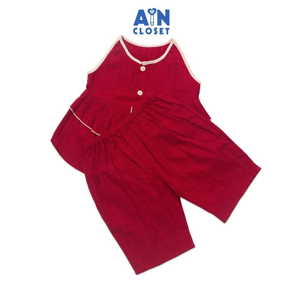 Bộ quần áo lửng bé gái Đỏ mận sát nách cotton dệt - AICDBGCIBHPH - AIN Closet