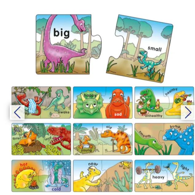 Trò chơi trí tuệ Dinosaur Opposites - Orchard Toys giúp trẻ phát triển ngôn ngữ và khả năng ghi nhớ