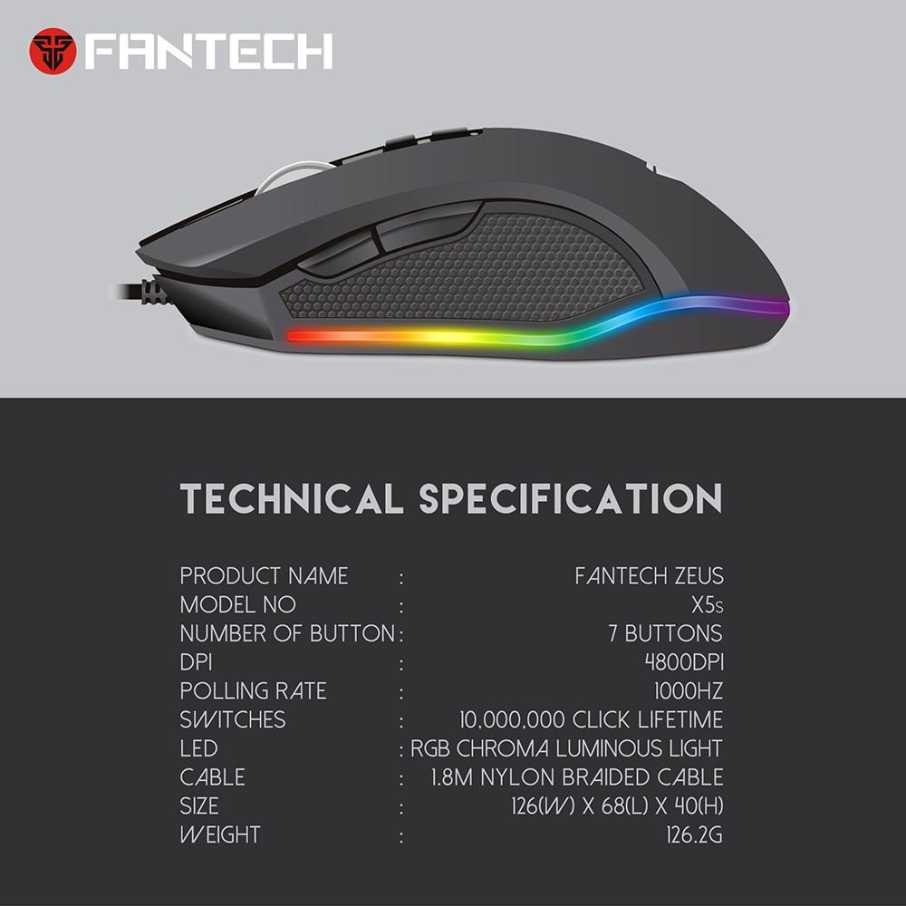 Chuột Gaming Fantech ZEUS X5S ( LED Chroma + phần mềm riêng ) - Hãng phân phối chính thức