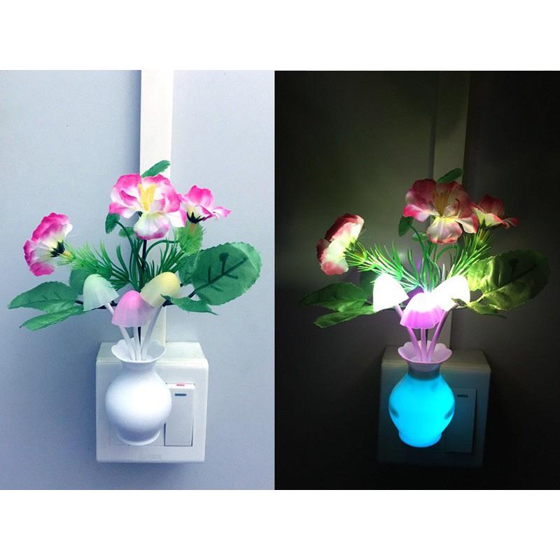 Đèn ngủ led mini cảm ứng ánh sáng thông minh hình cây nấm, bigzero