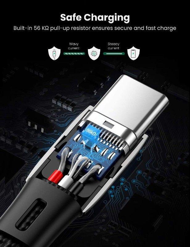 Ugreen UG10965US330TK 2M cáp usb A ra type C mỏng dẹp 2.5mm màu đen dây bện dù - HÀNG CHÍNH HÃNG