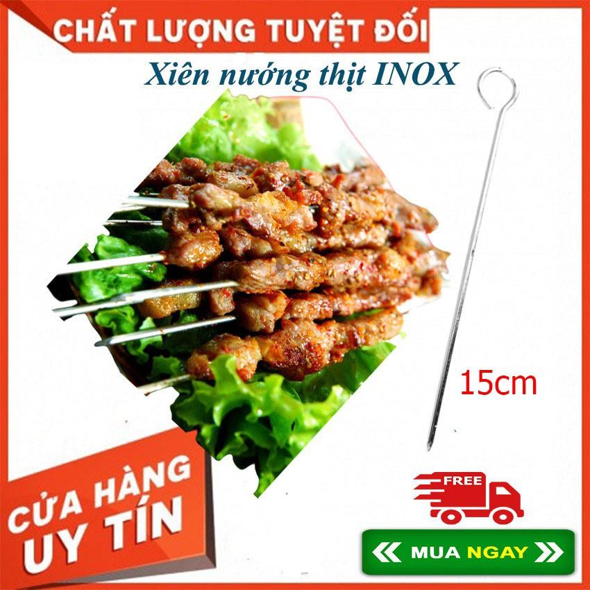 SET 10 QUE XIÊN NƯỚNG THỊT INOX 15CM - DÙNG TRONG BẾP NƯỚNG THAN HOA