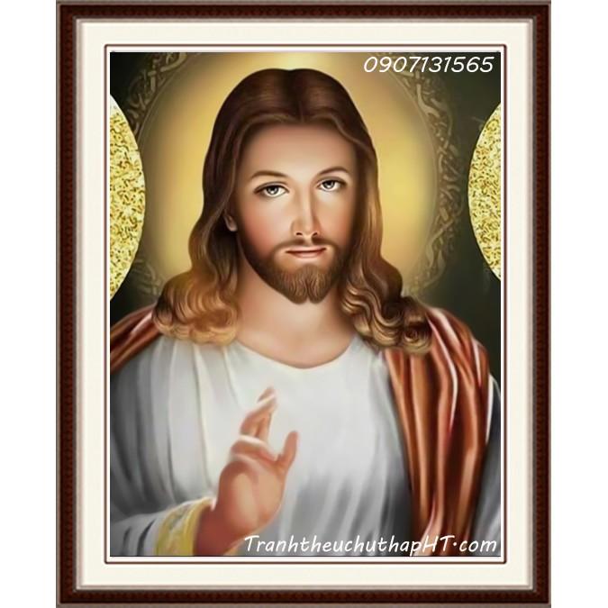 Tranh thêu chữ thập Chúa Jesu LV3029 - size: 50*61cm (tự thêu)