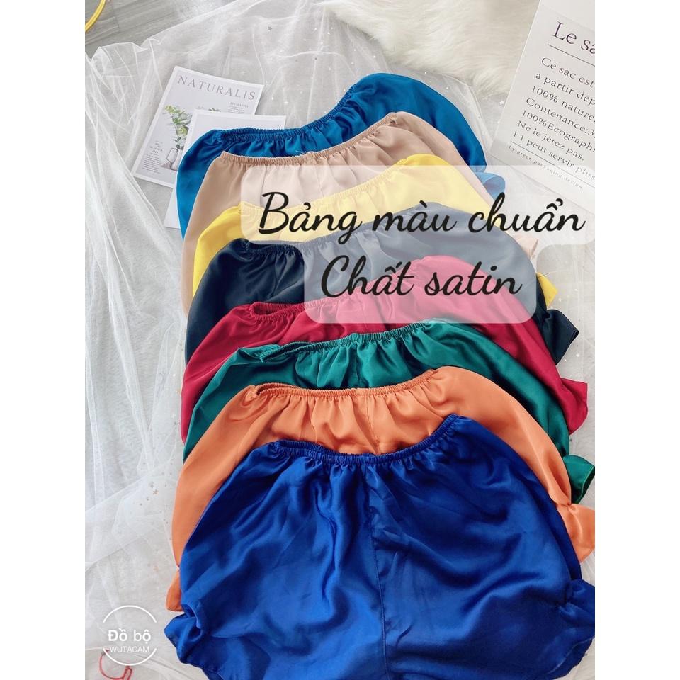 Bộ ngủ đùi cánh tiên mùa hè, Đồ bộ mặc nhà chất satin mềm mát - Phuongaliceshop