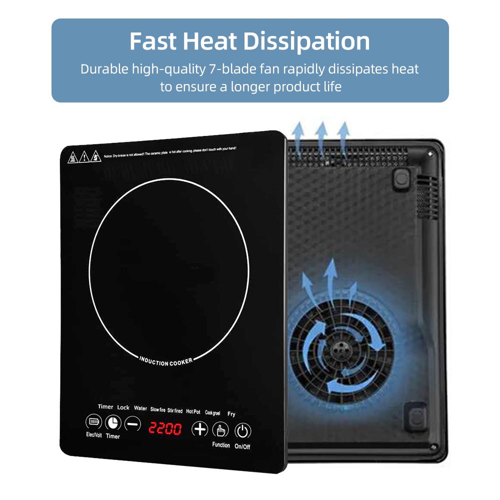 Induction Cooker Home Smart Kitchen Appliances 2200W High Power Intelligent Touch Screen Panel Portable Kitchen Range
