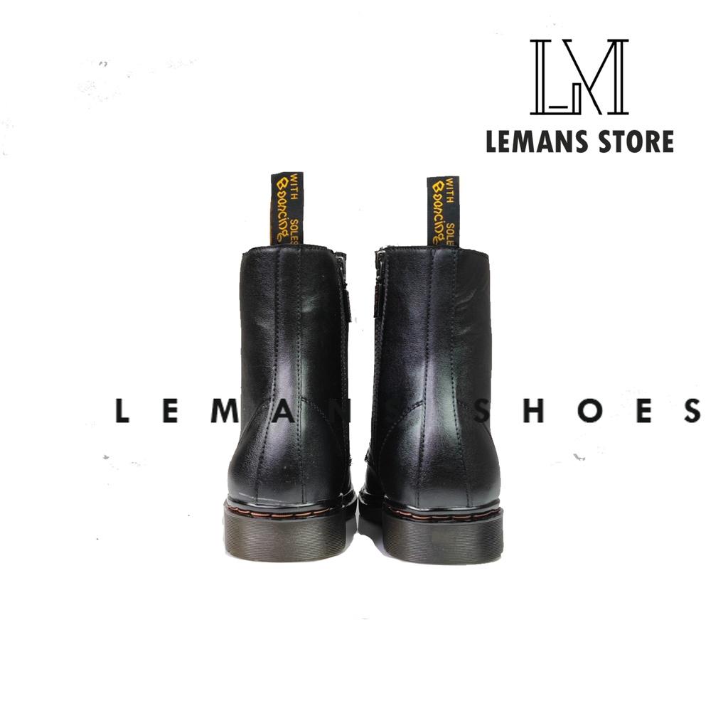 Boots DR cổ lửng Lemans đế kếp ánh xanh, bảo hành 24 tháng, boots cổ cao