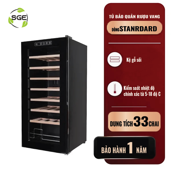 Tủ Rượu, Tủ Mát - Tủ Uớp, Bảo Quản Rượu Vang WCS33 . Hàng Nhập Khẩu Chính Hãng Thái Lan