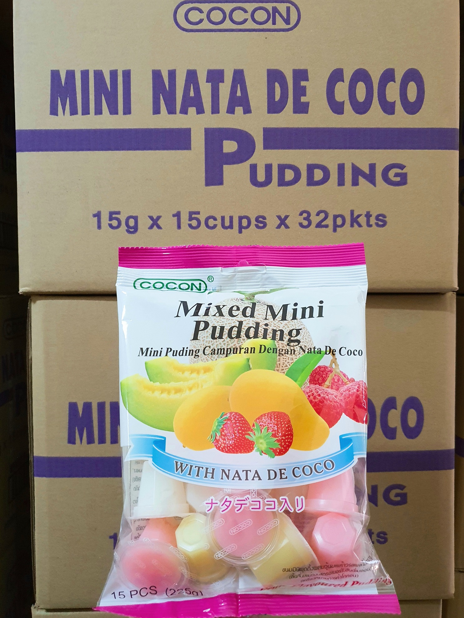 THẠCH RAU CÂU TRÁI CÂY NHIỆT ĐỚI COCON 225G - COCON MINI PUDDING NATA DECOCO MIXED 225G