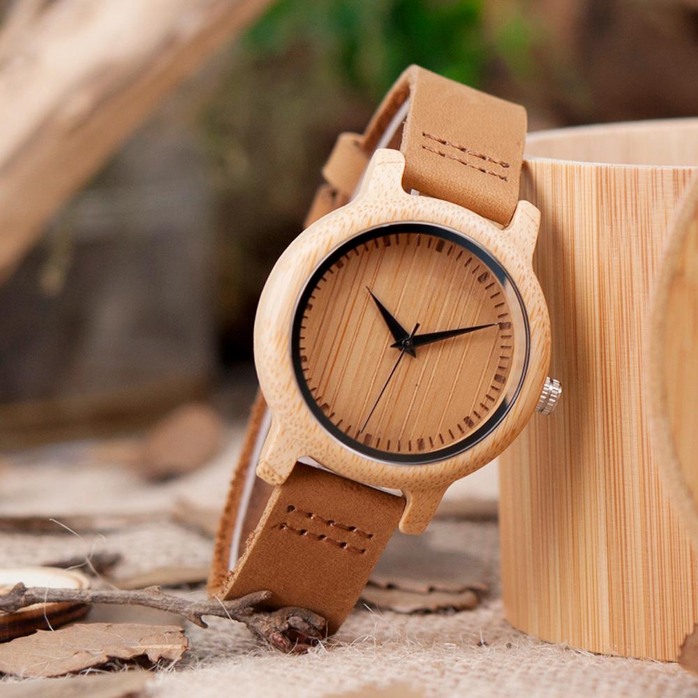 Đồng hồ BOBO BIRD bằng gỗ với dây da Quartz thể thao Hộp quà tặng kèm