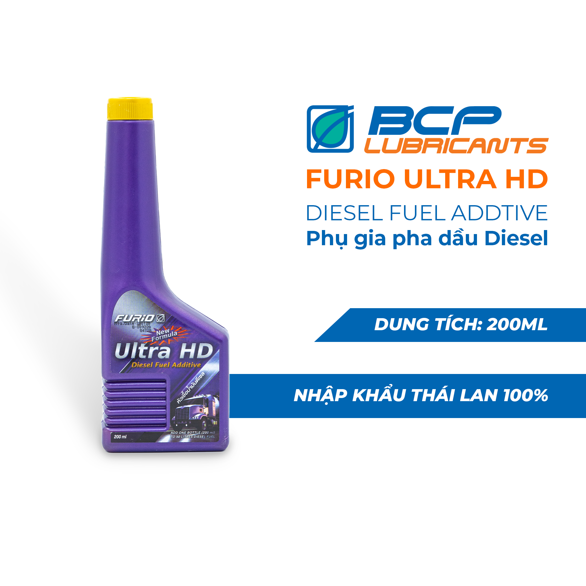 Phụ gia làm sạch béc dầu ô tô, xe tải FURIO ULTRA HD 200mL - Súc béc dầu Ultra HD (Dầu nhớt BCP Thái Lan nhập khẩu)