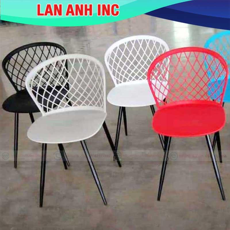 Ghế nhựa cafe văn phòng bàn ăn chân sắt tựa lưng cao đẹp hiện đại LAGE2013
