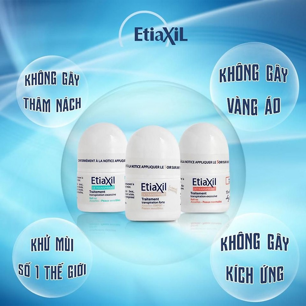 Lăn Khử Mùi ETIAXIL Détranspirant Traitement Aisselles Peaux Sensibles 15ml (Dành Cho Da Nhạy Cảm) + Quà Tặng