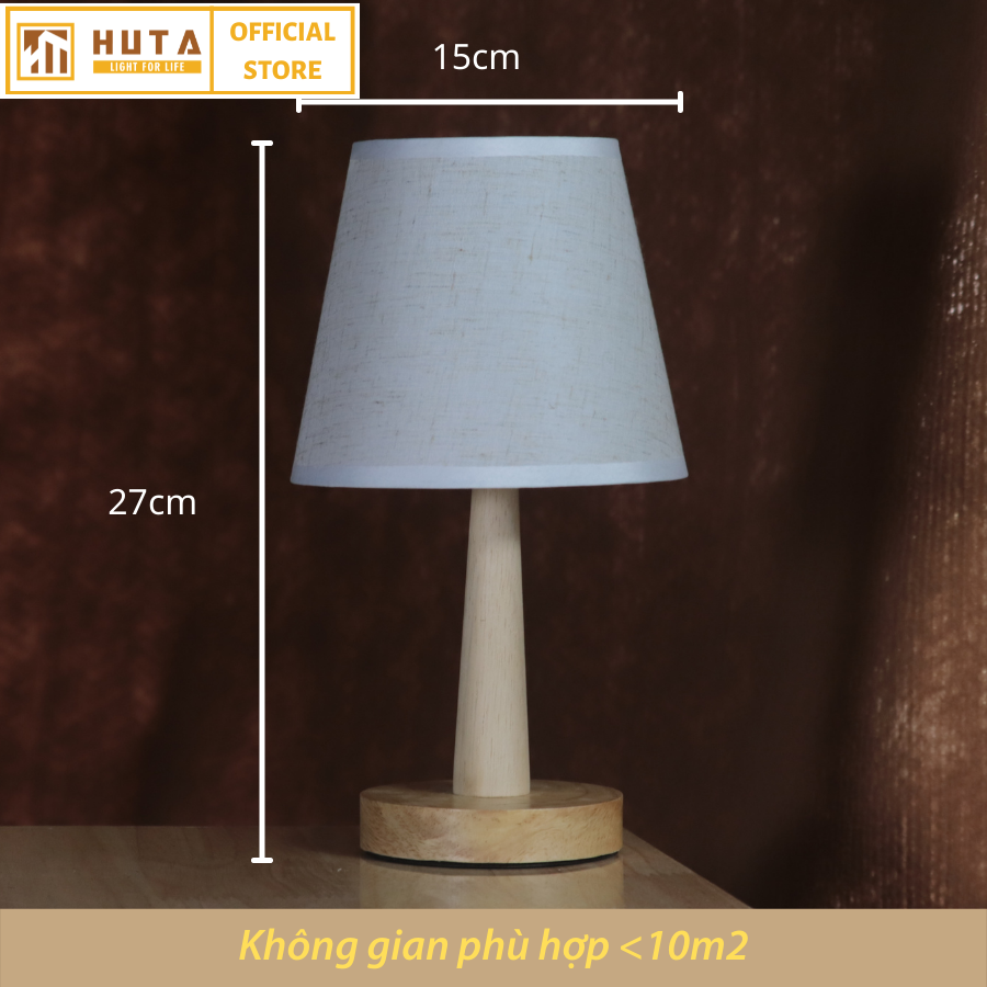 Đèn ngủ để bàn HUTA G2S Gỗ Chao Nón Vintage Dễ thương Decor Trang trí phòng ngủ, Đọc Sách Đầu Giường, Đầu Cắm USB, Đèn Vàng Bóng LED Tiết Kiệm Điện