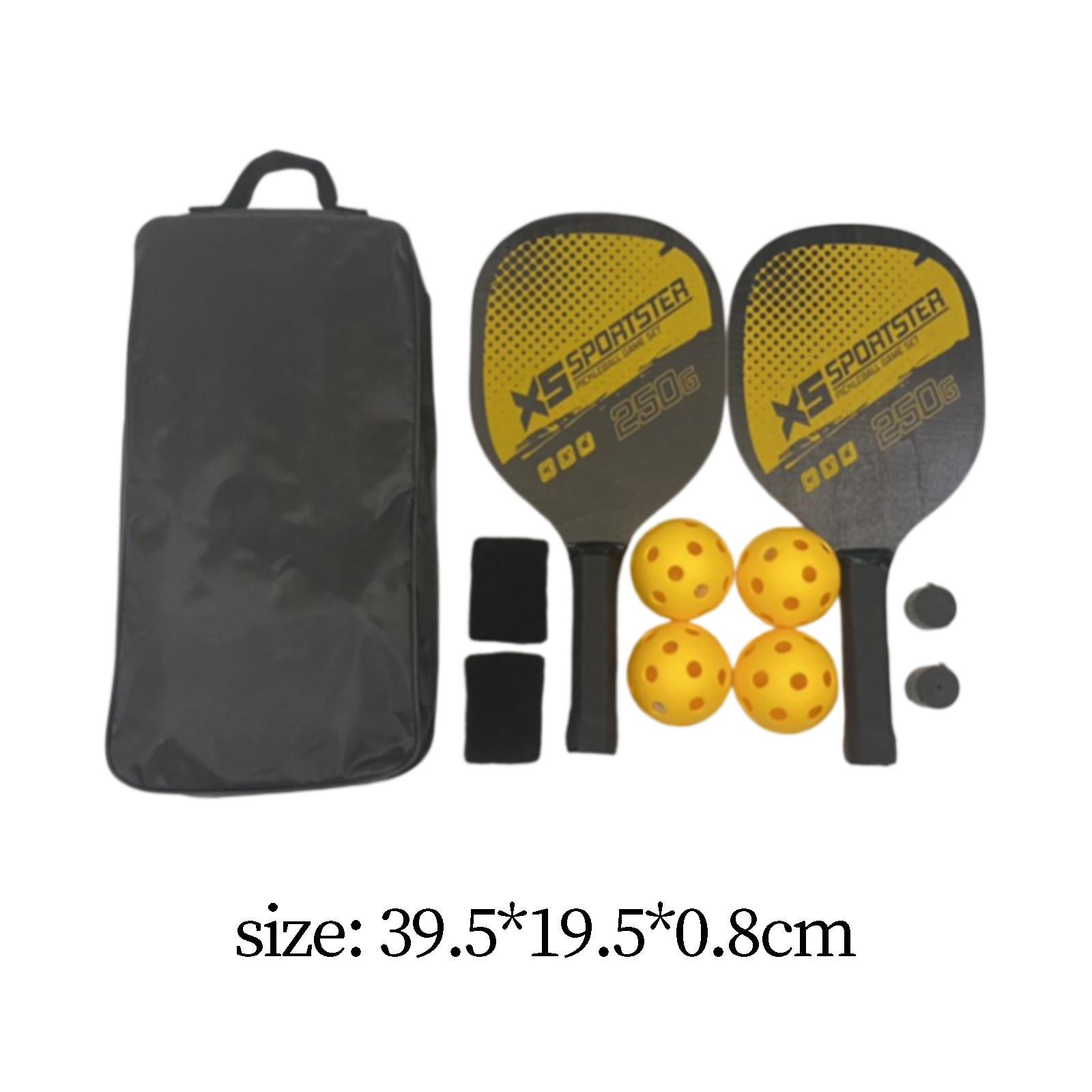Pickleball Paddles Set 2 Paddles 4 Balls Non Slip Handle 2 Hand Glue 2 Bracers Racquet Pickleball Rackets for Player Beginner Play