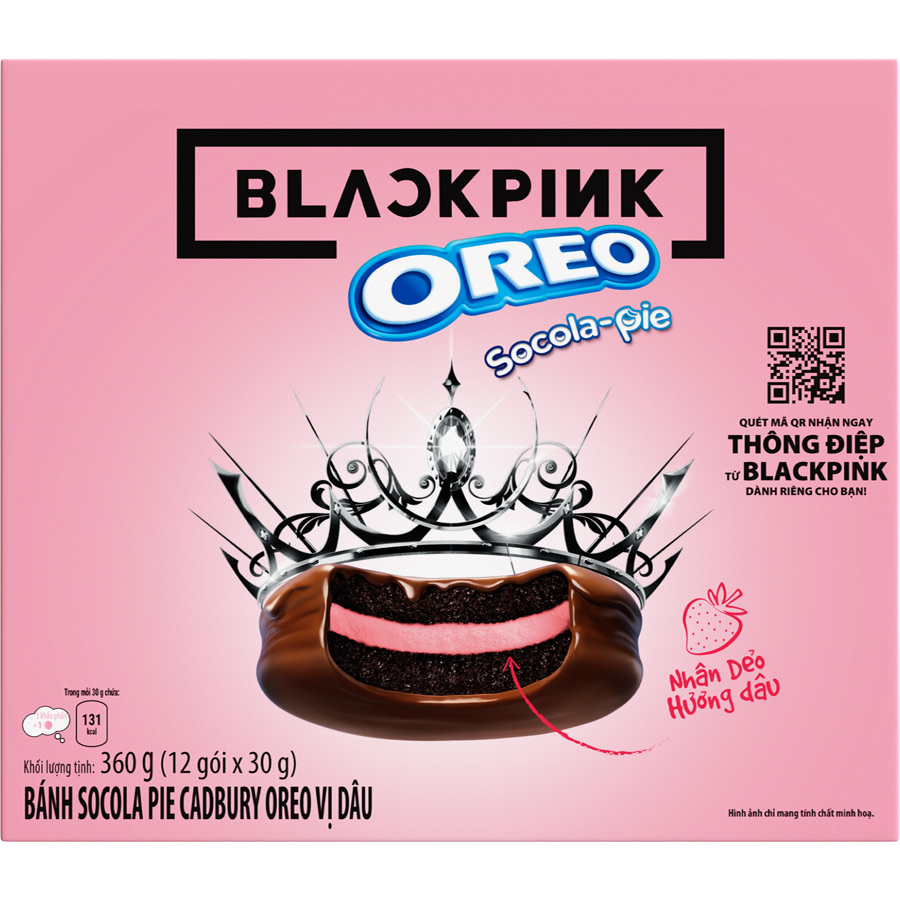 [Limited Edition] Combo 2 hộp Bánh OREO Pie BLACKPINK vị Dâu 2x360g (Tặng kèm 4 thẻ hình BLACKPINK)