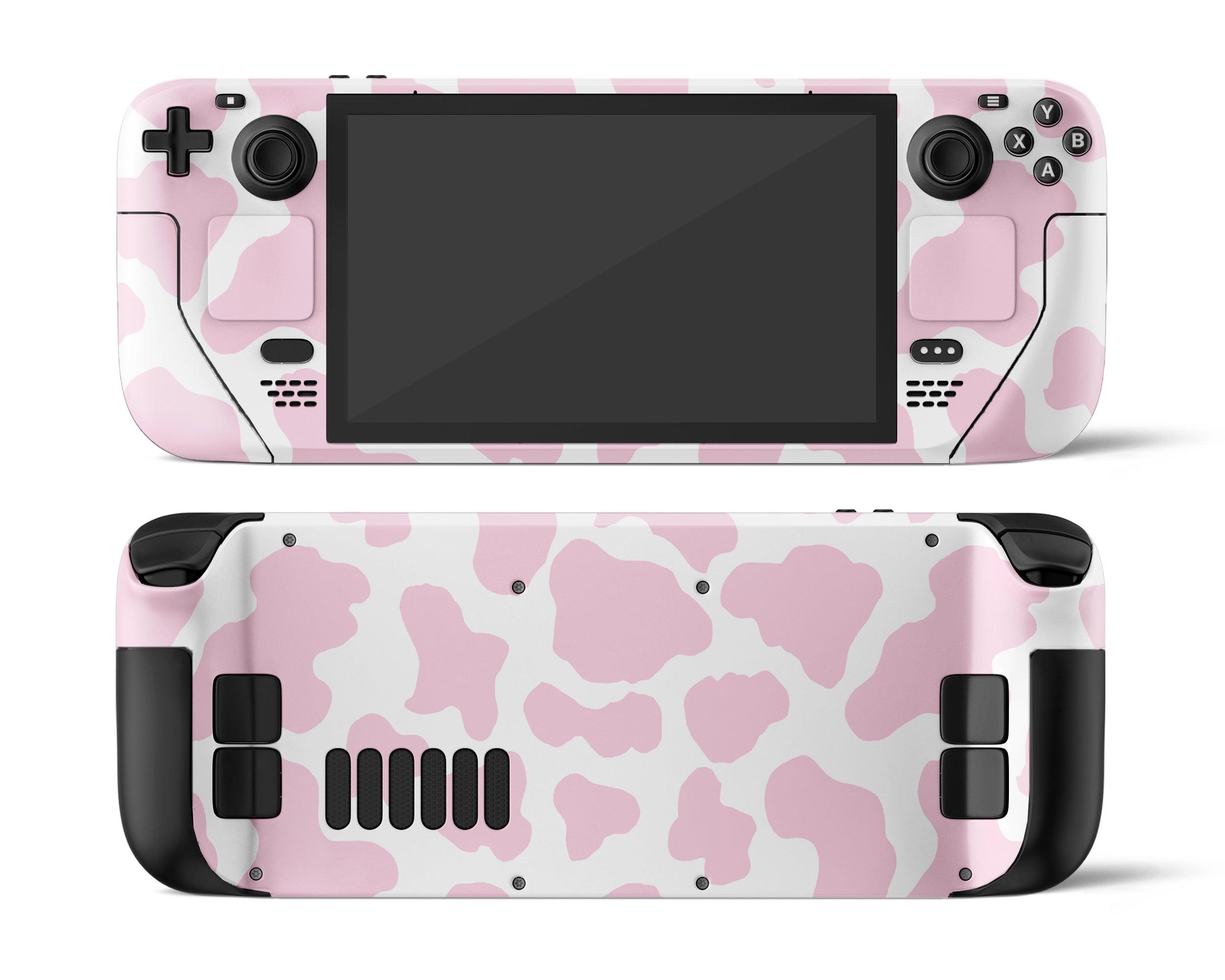 Skin dán Steam Deck mẫu Strawberry Milk Cow Print (Đã cắt sẵn chi tiết, dễ dán)