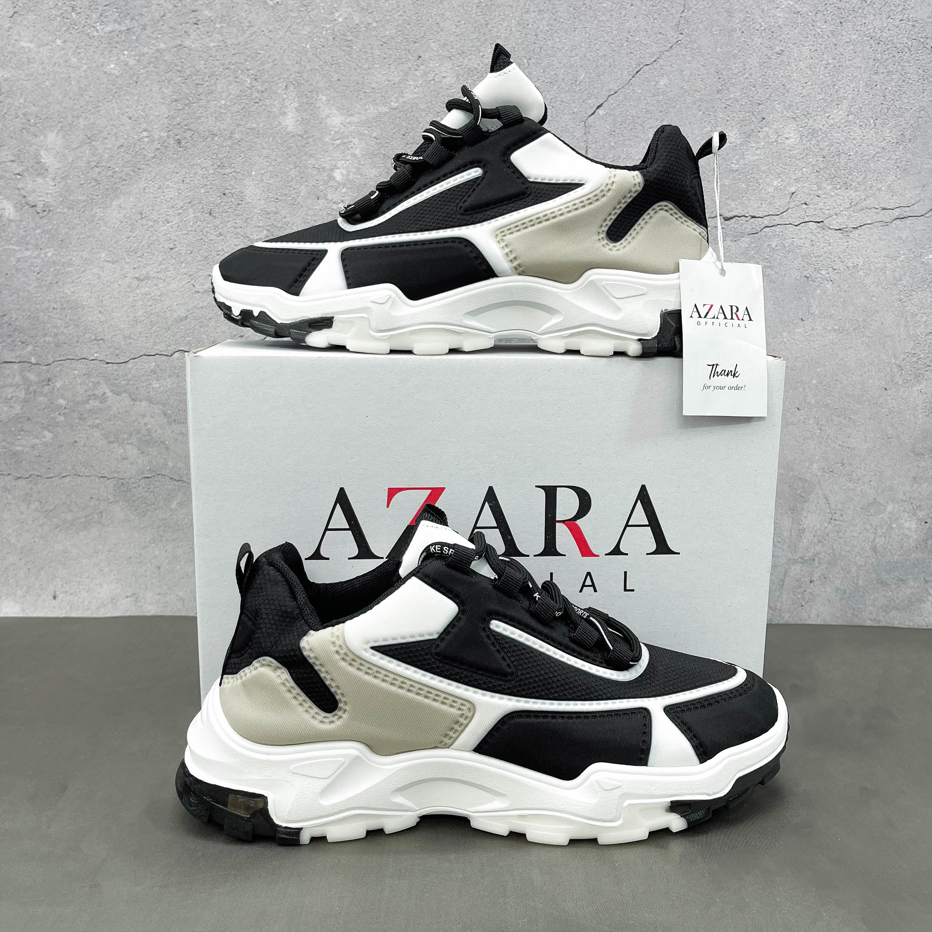 Giày Thể Thao Nam AZARA - Giày Sneaker Màu Xanh - Đen, Đế Xốp Nhẹ, Đàn Hồi Tốt, Giày Nam Đẹp- G5466