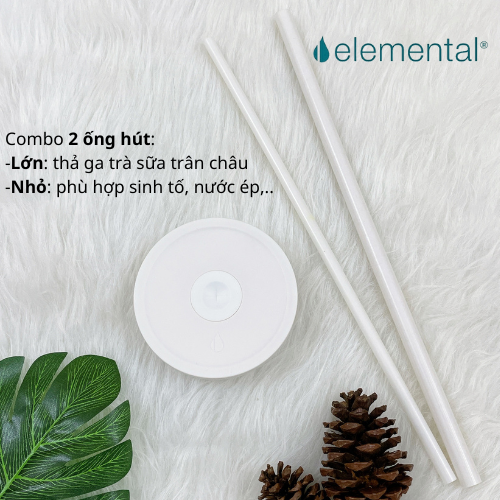 Ly giữ nhiệt Commuter Elemental 1180ml màu trắng thép không gỉ có tay cầm combo ống hút trân châu
