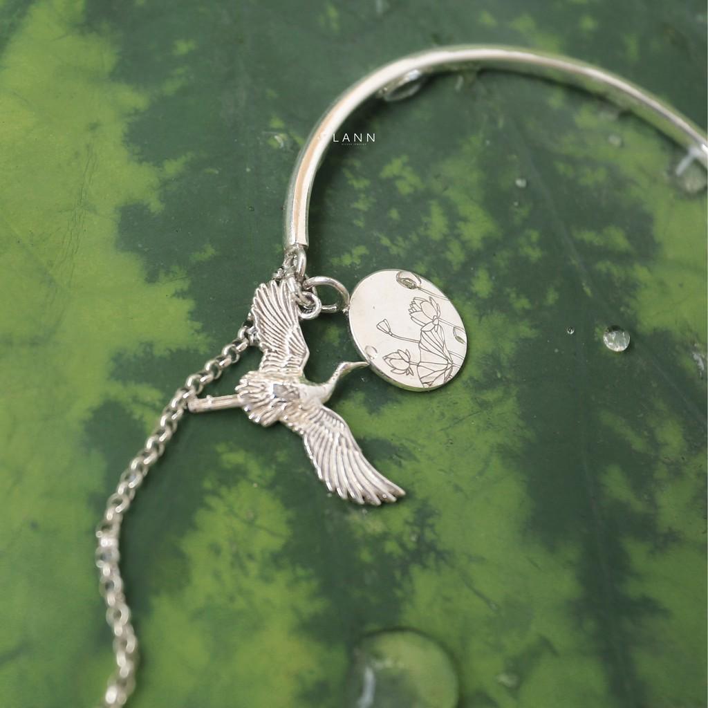 Kiềng nửa dây xích - charm hạc S925 LANN