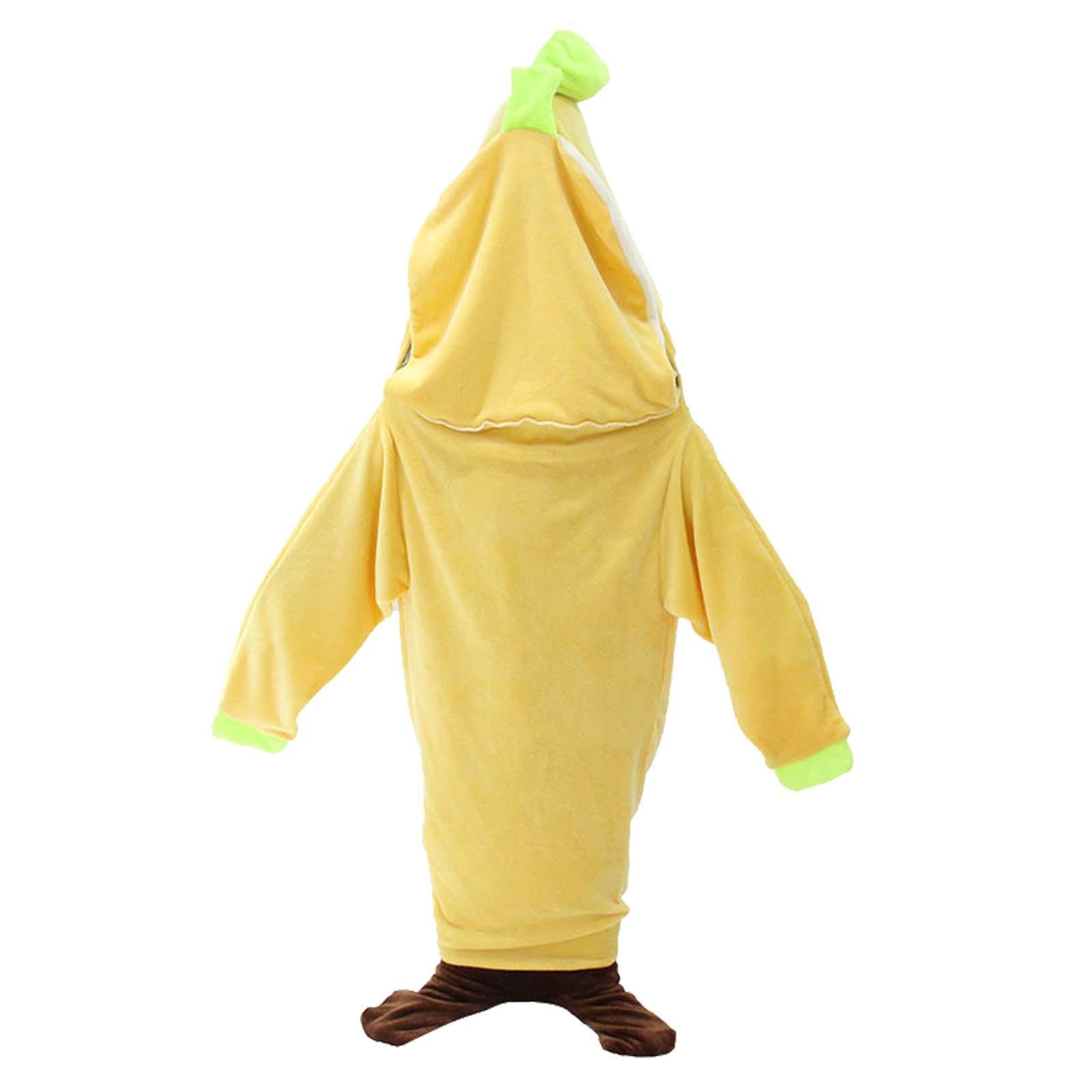 Wearable Banana Blanket Hooded Blanket Jumpsuit Halloween Fruit Sleeping Bag