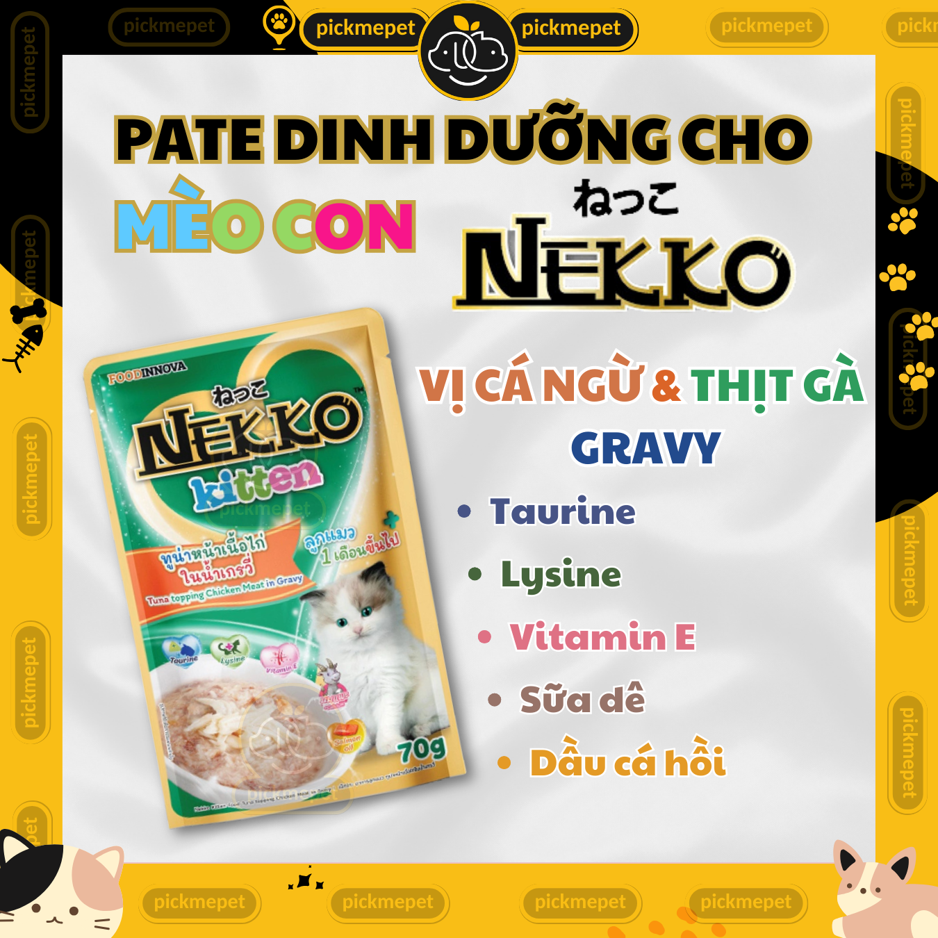 Pate Nekko Kitten Sốt Mịn và Dạng Sốt Cho Mèo Con (70g)
