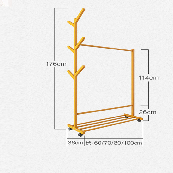 Giá treo quần áo khung gỗ tre