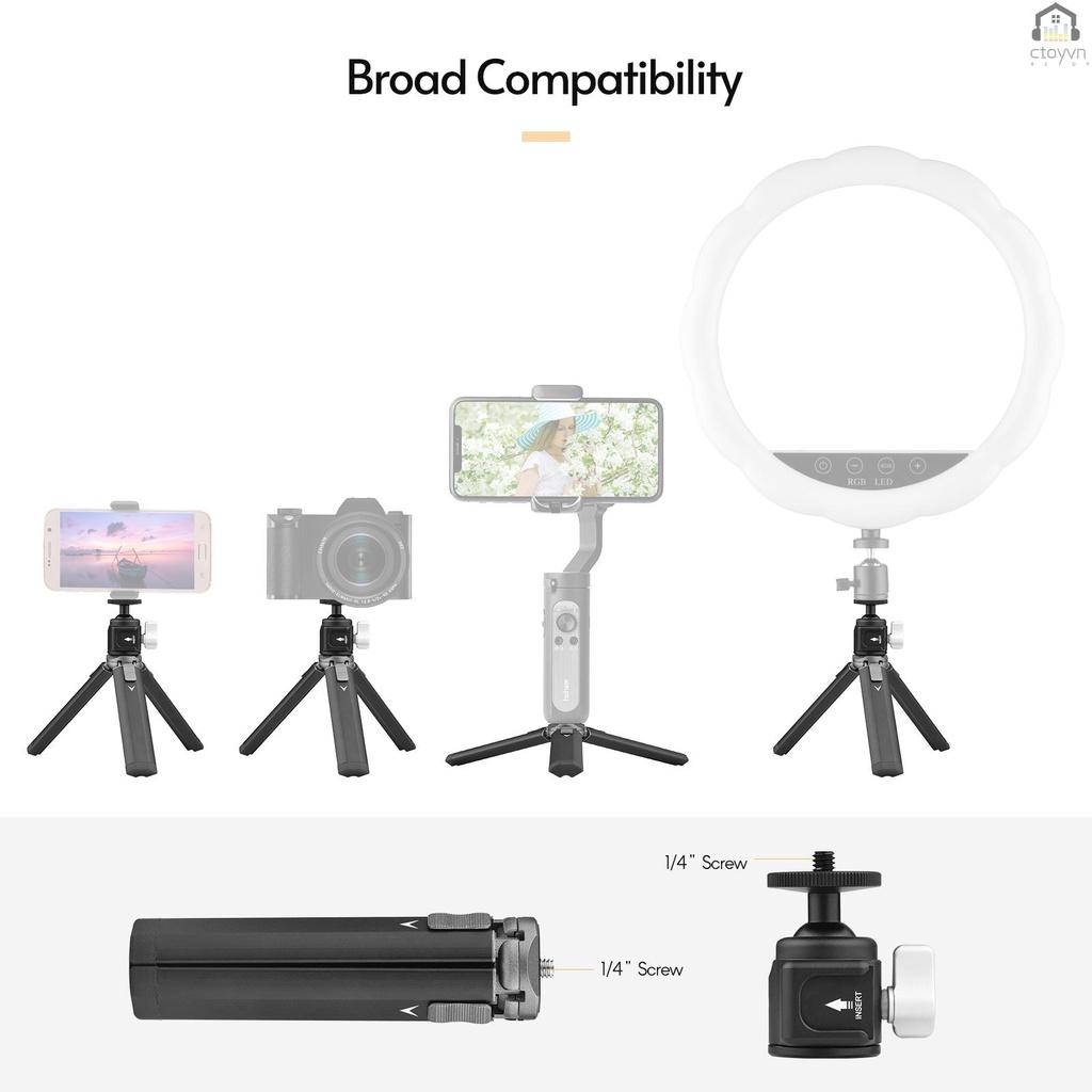 Giá đỡ ba chân mini bằng hợp kim nhôm kèm ốc vít 1/4 inch cho máy ảnh/điện thoại