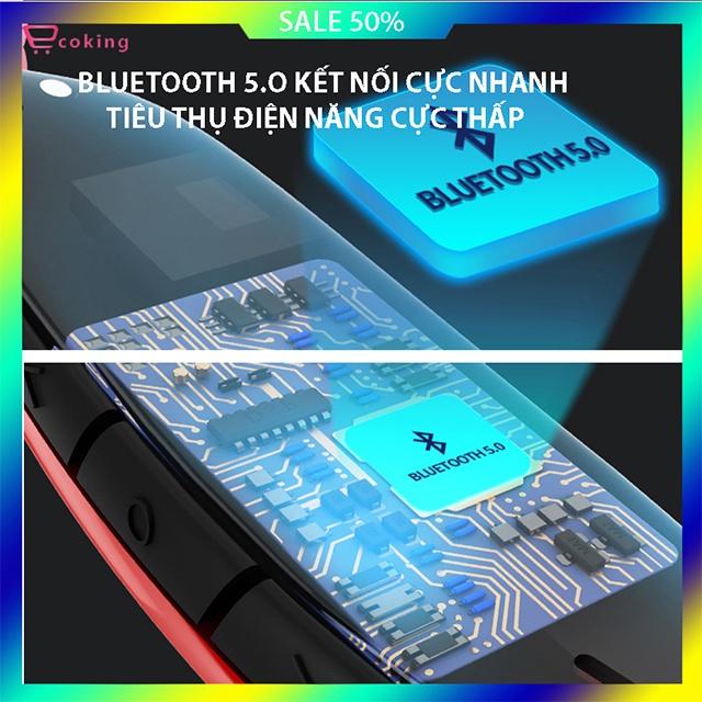 Tai nghe thể thao bluetooth 5.0 đeo cổ Ecoking,chống nước chông mồ hôi tuyệt đối thiết kế kiểu vòm cổ - Hàng Chính Hãng