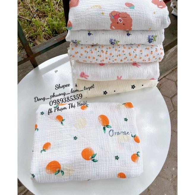 vải xô muslin cao cấp 2 lớp 100% cotton mềm mịn may khăn tắm,chăn,gối,bộ pyjama