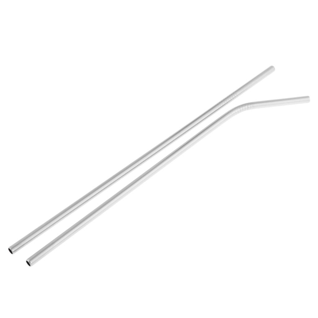 2pcs Stainless Steel Drinking Straw Sucker Straight Bent Set for Party Tumbler Glasses Tea Cup