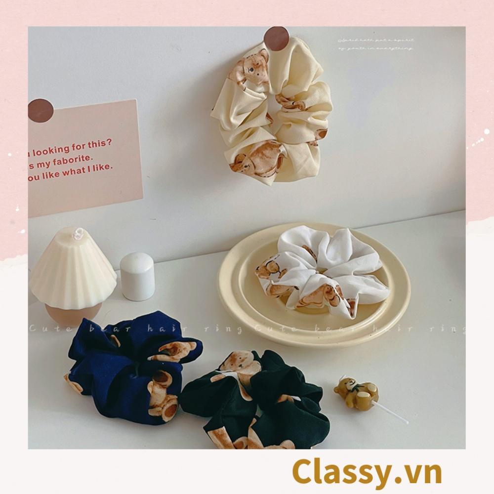 Dây cột tóc Classy họa tiết chú gấu siêu êm siêu bền PK1370