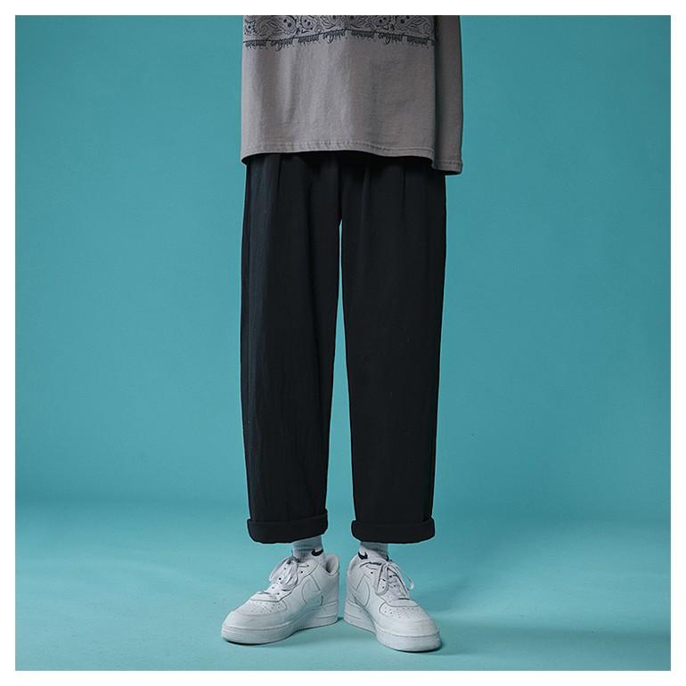 Quần Baggy Ống Rộng Vải Đũi Nam Nữ - Quần Đũi Lưng Thun Chất Liệu Đũi Xước Xắn Gấu 4 Màu Cực Đẹp