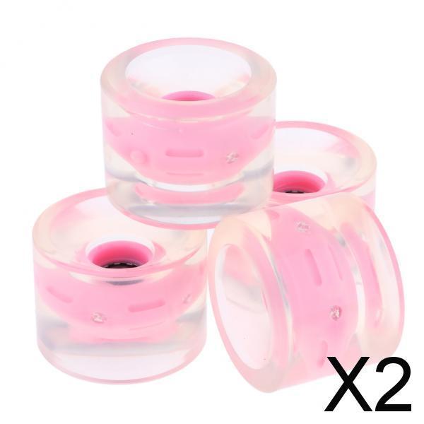 2x4pcs 70mm Light Up Skateboard Longboard Wheels Glow at Night 78A Pink