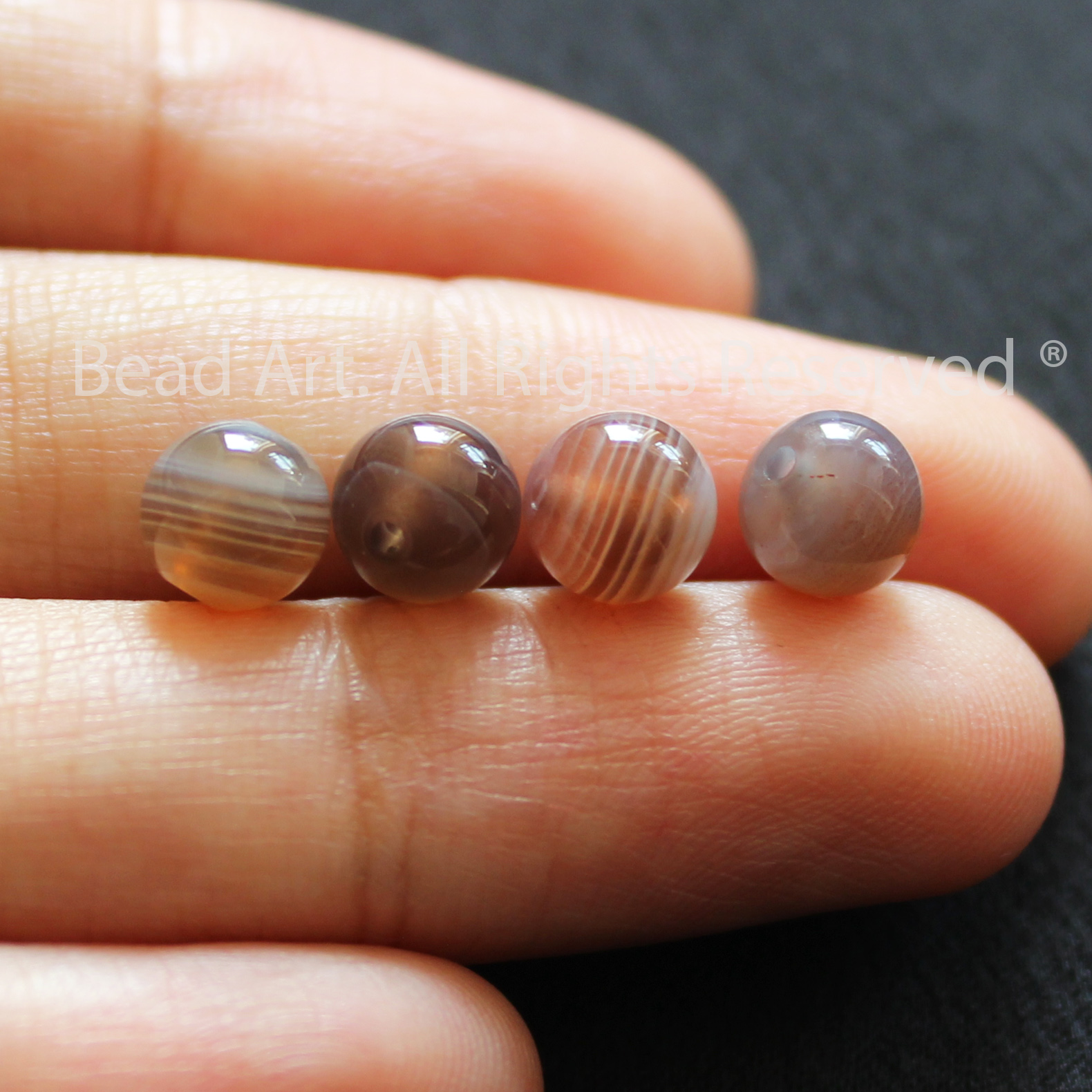 [1 Hạt] 6MM Đá Mã Não Xám Đỏ Tự Nhiên, Gray Agate, Carnelian, Phối Vòng Tay Phong Thuỷ, Chuỗi Hạt, Trang Sức - Bead Art