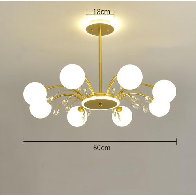 Đèn chùm MITFOR hiện đại loại 8 bóng trang trí nội thất sang trọng - kèm bóng LED chuyên dụng.