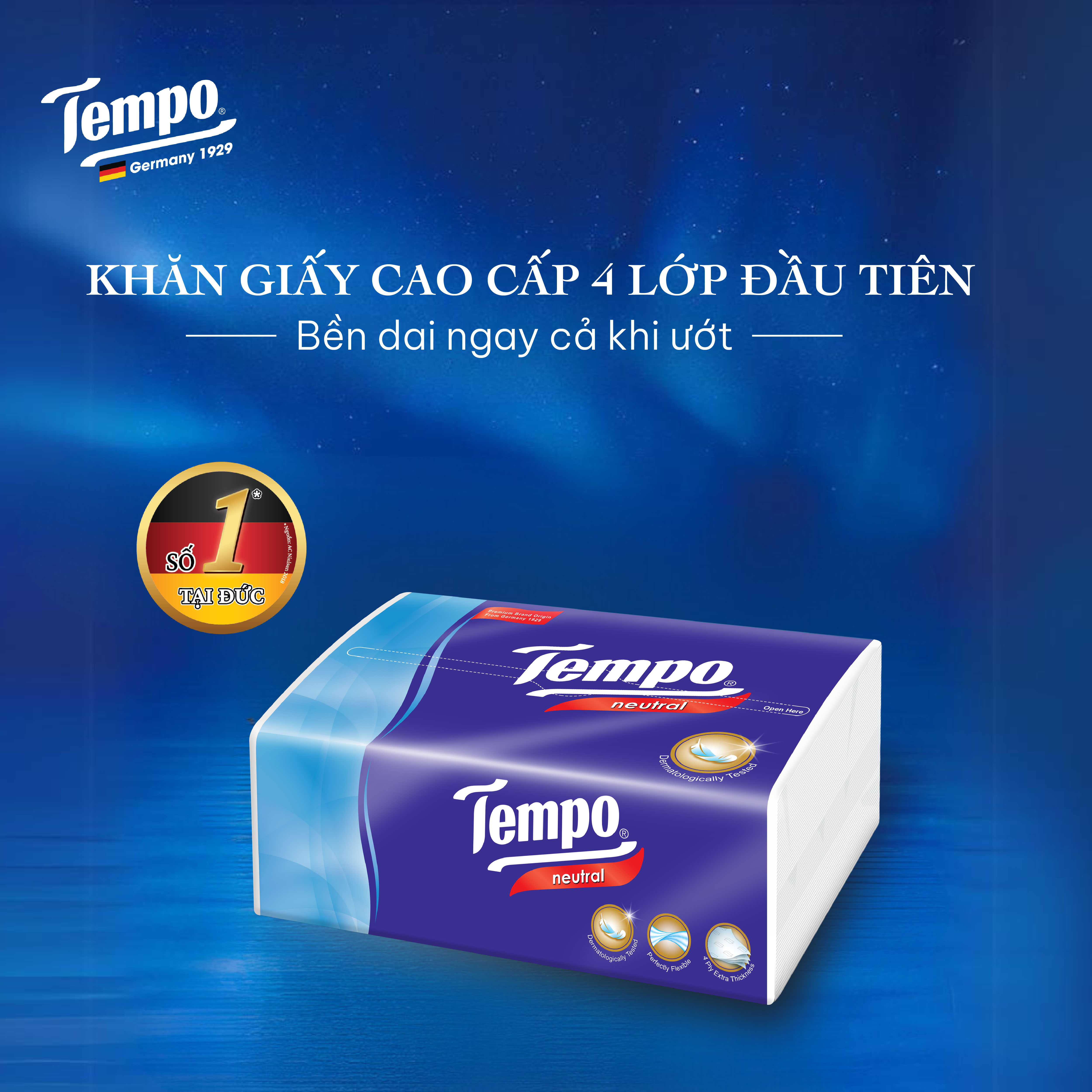 [MUA 2 LỐC TẶNG 1 KHĂN GIẤY HỘP MÙI NGẪU NHIÊN] Khăn giấy rút cao cấp Tempo Softpack - 4 lớp bền dai, an toàn cho da - Thương hiệu Đức (4 gói/Lốc)