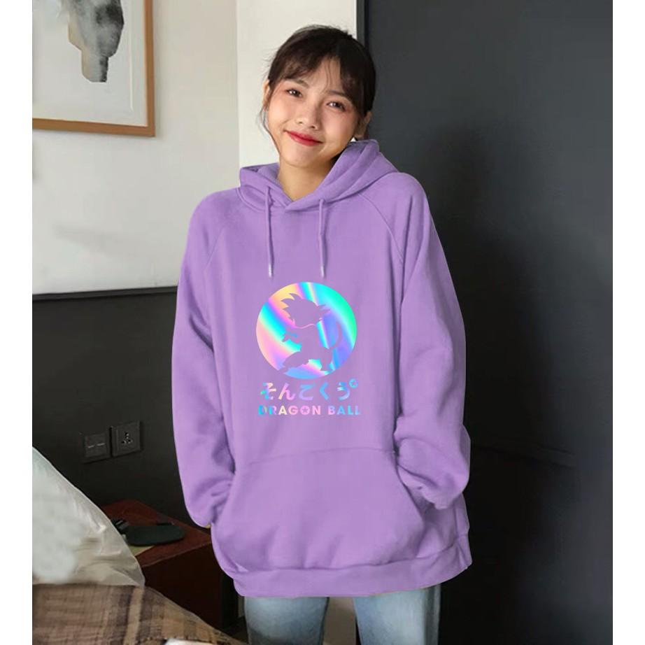 Áo khoác hoodie phản quang màu đò, vàng, tắng, tím,nâu, hồng, xám, nude Dragon Bal khoác đôi, khoát cặp giá rẻ