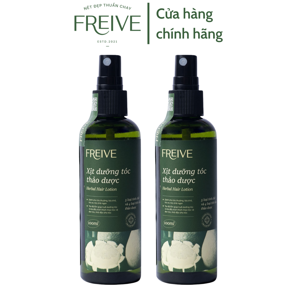 Combo 2 chai xịt dưỡng tóc thảo dược Freive giúp mọc tóc mượt đen và thơm tóc 100ml