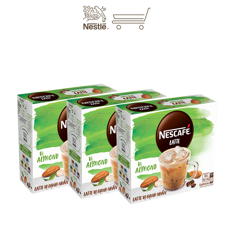 Combo 3 hộp cà phê hòa tan Nescafé Latte sữa hạt vị hạnh nhân