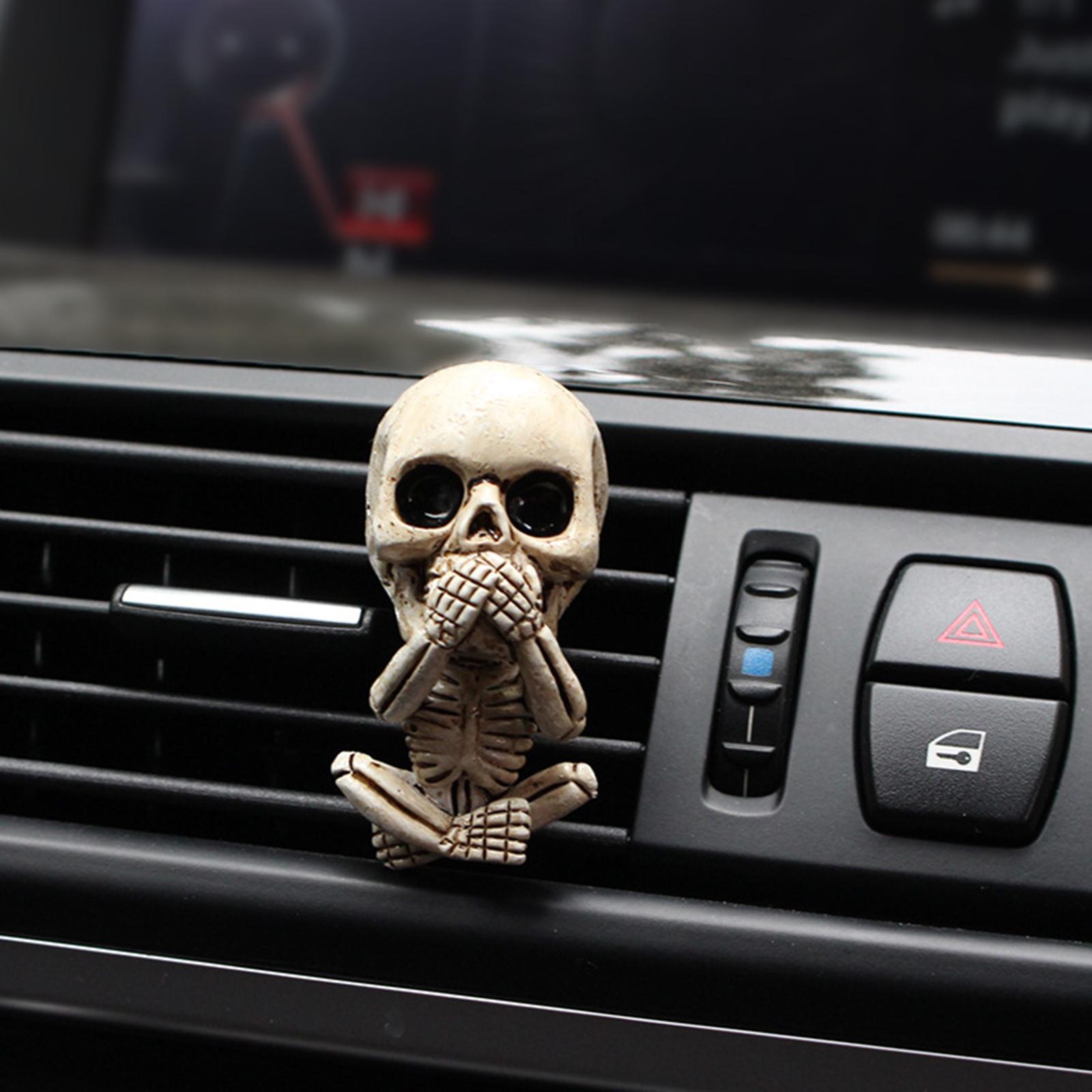 2x3pcs Car Air Vent Mount Resin Skull Statue Air Freshener Skeleton Ornament
