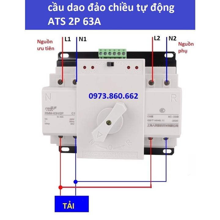 Chuyển nguồn tự động ATS 2P 63A - Dùng cho điện sinh hoạt nhà dân hộ gia đình