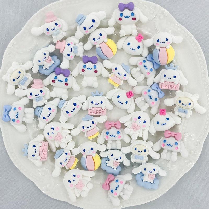 Gói nguyên vật liệu gồm 10 charm/sticker tự làm cặp tóc, kẹp tóc bằng len nhung đơn giản DIY handmade