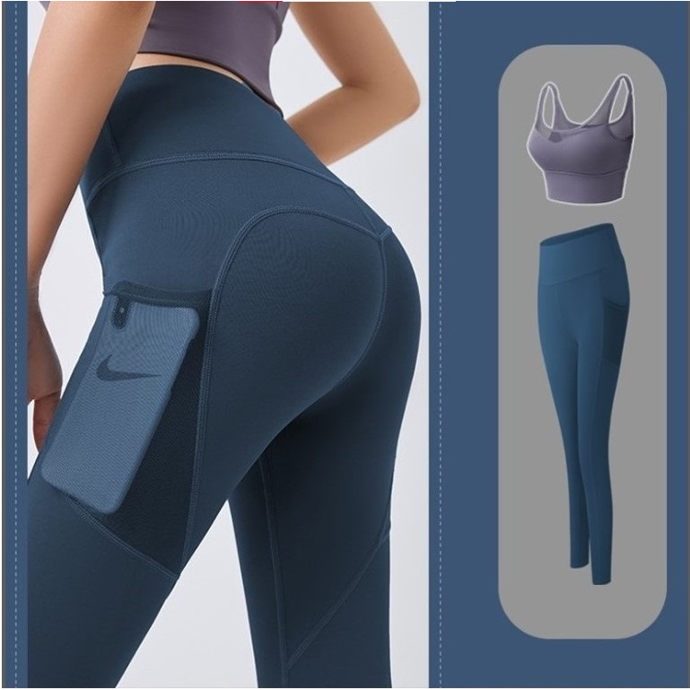 Bộ Đồ Tập Gym, Yoga, Aerobic Nữ - Quần Áo Thể Thao Nữ Áo Bra Màu Tím Có Mút Đệm Và Quần Dài Tôn Dáng